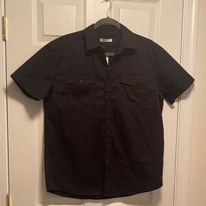 Tronjori Men's Black Short Sleeve Button Down Shirt…size S